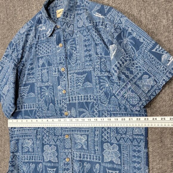 Cooke Street Honolulu Hawaiian Shirt Men M Blue Short Sleeve Pineapple Button Up - Picture 5 of 11